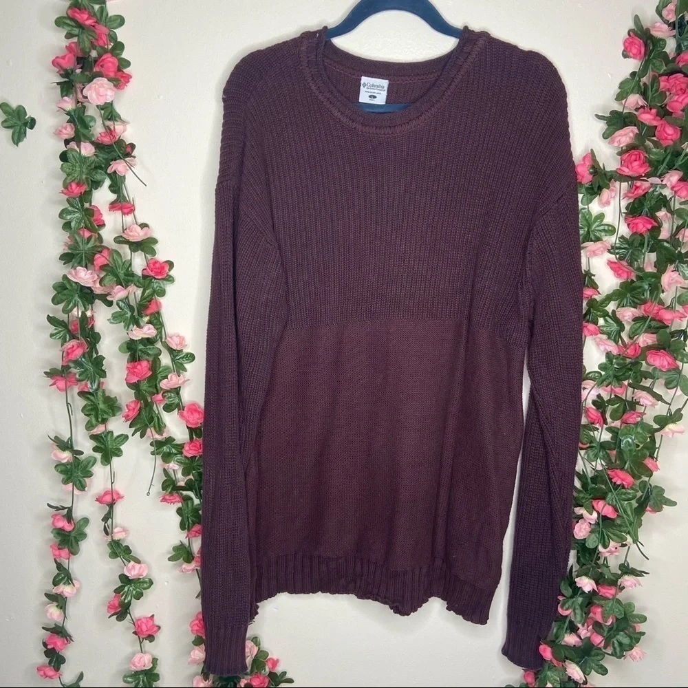 Columbia Mens Crewneck Pullover Maroon Sweater Men Large Outdoor Walking